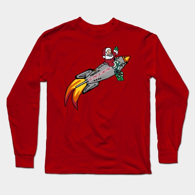 Santa's Rocket Ship Long Sleeve T-Shirt by Slightly Unhinged